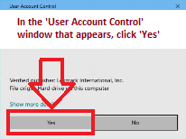في نافذة 'التحكم في حساب المستخدم' التي تظهر ، انقر على 'نعم'.