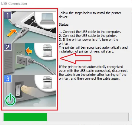 توصيل الطابعة بالكمبيوتر باستخدام كابل USB.