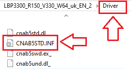 افتح المجلد الذي تم الاستخراج إليه، وتأكد من وجود الملف: ...\Driver\CNAB5STD.INF