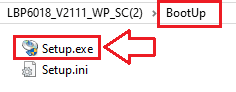 افتح المجلد وابحث عن [BootUp] ثم انقر مرتين على ملف [Setup.exe]