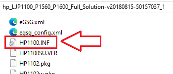 بعد فك الضغط، ستجد ملف INF هنا: HP1100.INF
